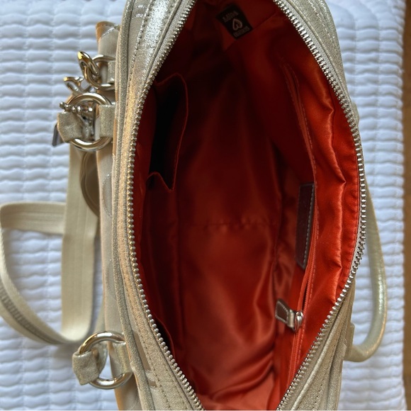 Used Coach Poppy Signature Sateen Metallic Pushlock Satchel - light khaki - Picture 10 of 14